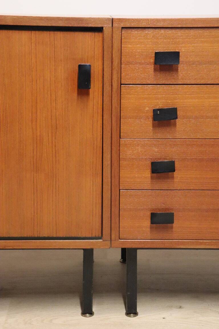 Vintage sideboard in wood and metal, 1960s