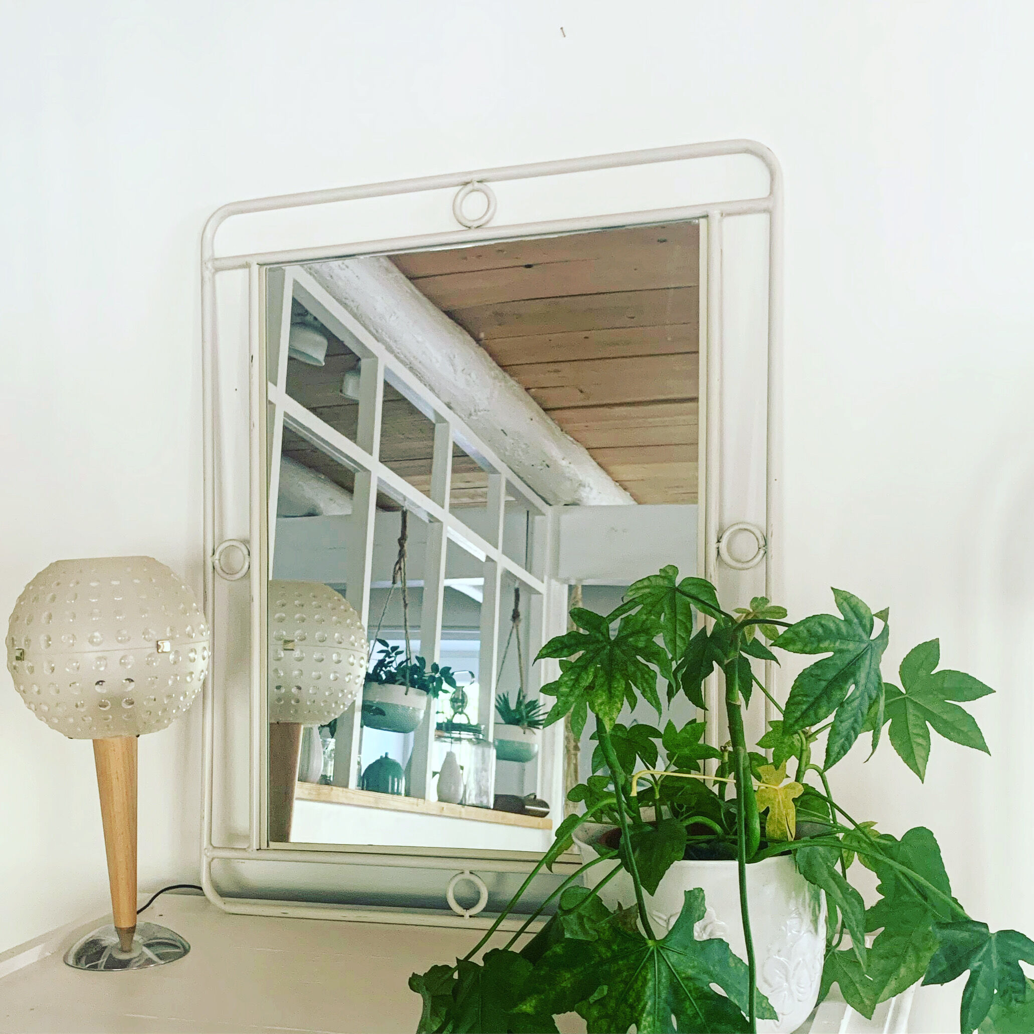 White vintage mirror