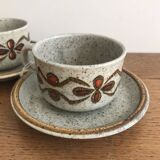 Set of 2 vintage 70s stoneware enameled tea/coffee cups