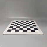 Jeu d'échecs noir et blanc des années 1970 en albâtre de Volterra fait main en Italie