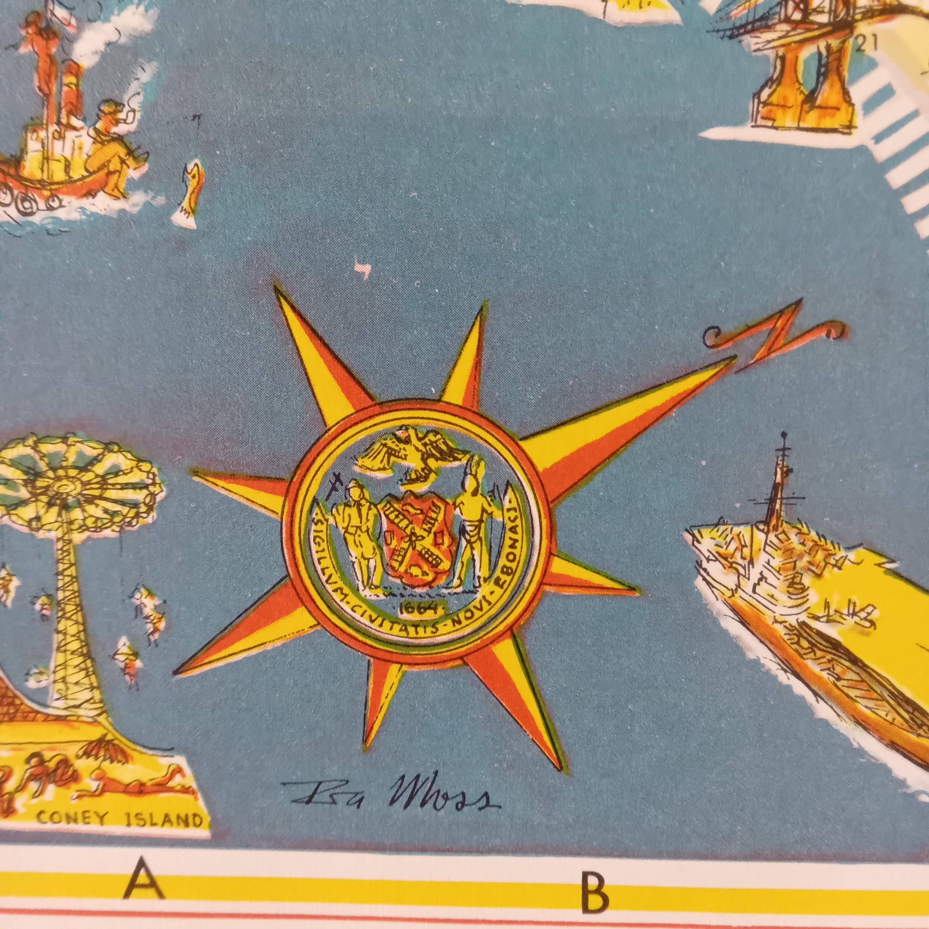 Pictorial map of New York 1950's