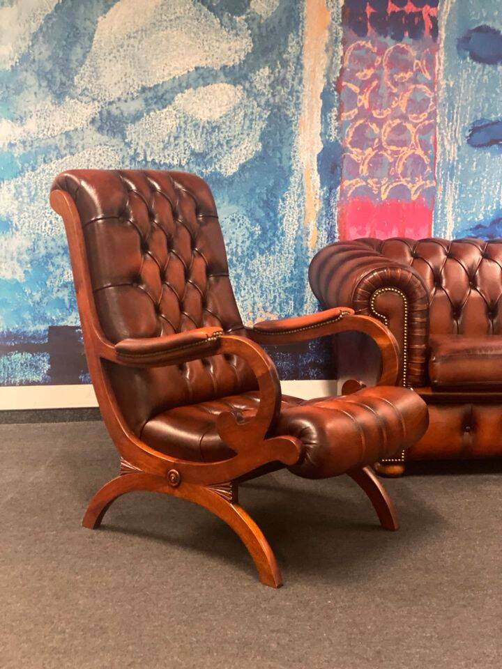 Fauteuil Chesterfield en cuir d'origine