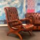 Fauteuil Chesterfield en cuir d'origine