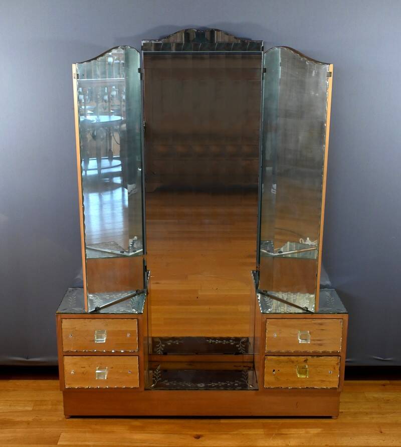 Fruitwood glass dressing table – 1950
