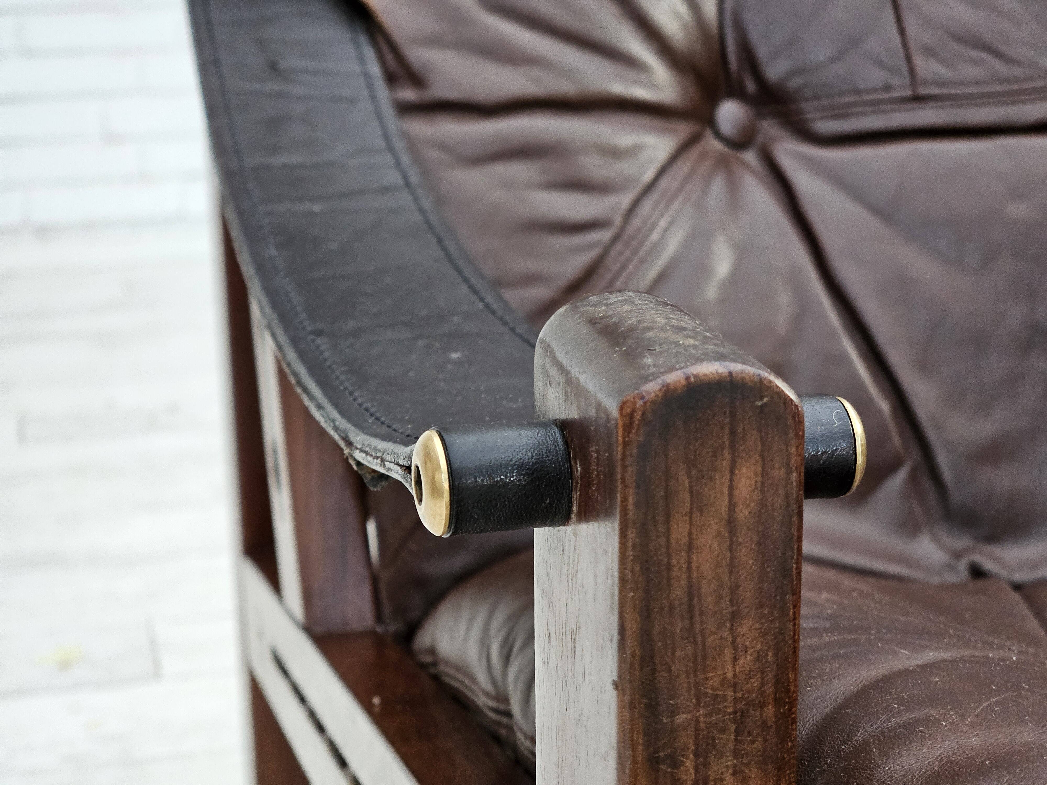 1970s, Norwegian design by Torbjørn Afdal, "Hunter" chair, leather.