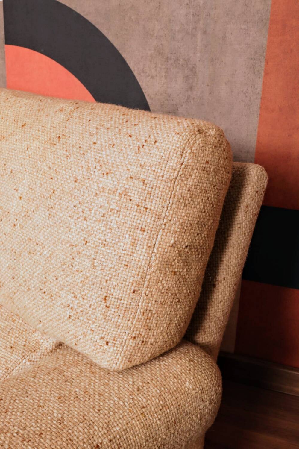 2 minimalist beige armchairs, 1970