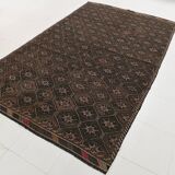 6x10 Brown Yellow Vintage Kilim Rug, 183x297Cm