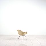 4 Eames DAX fiberglass lounge chairs with purple upholstery by Herman Mille
