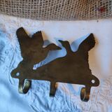Vintage enamelled metal wall coat rack, duck motif, made in