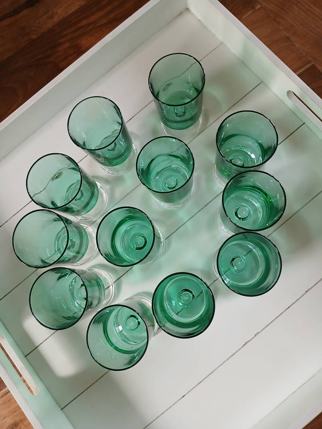 12 vintage stemmed glasses