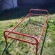 Red metal bed