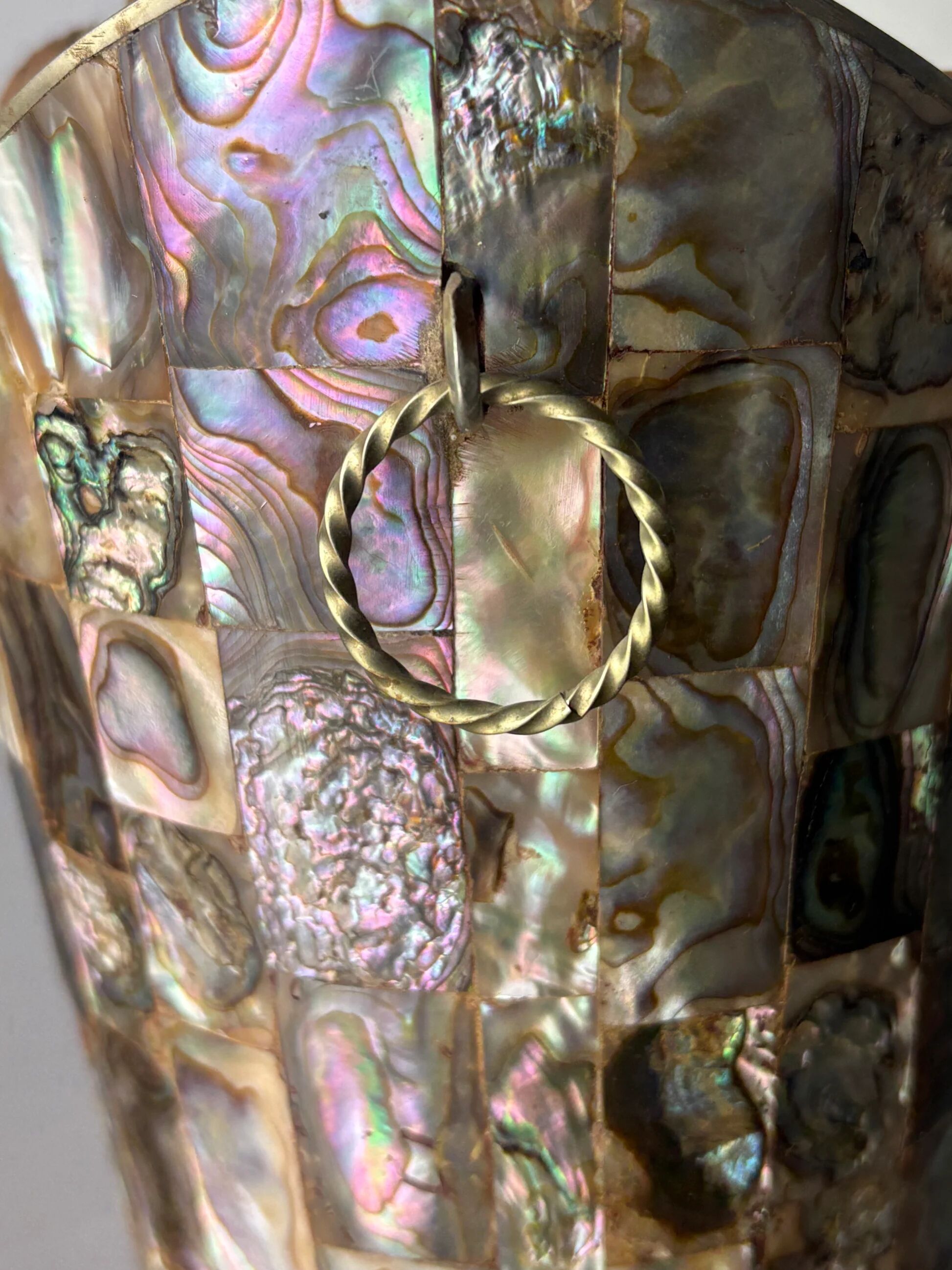 Abalone shell & alpaca ice bucket, Mexico, 1970s