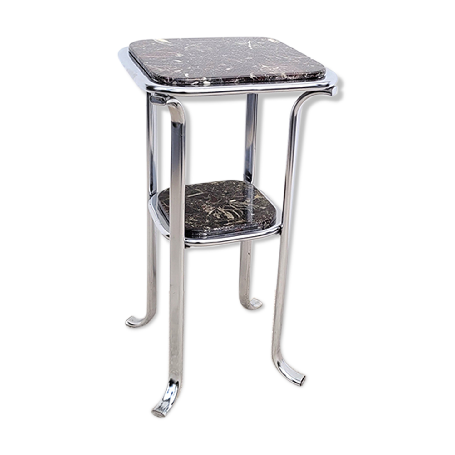 Table harness pedestal table chrome marble 1970