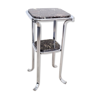 Table harness pedestal table chrome marble 1970