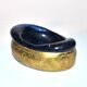 Iran ashtray bowl in iranian cobalt blue bubble glass and engraved brass