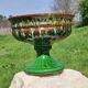 Coupe en faïence forme Médicis vert flammé