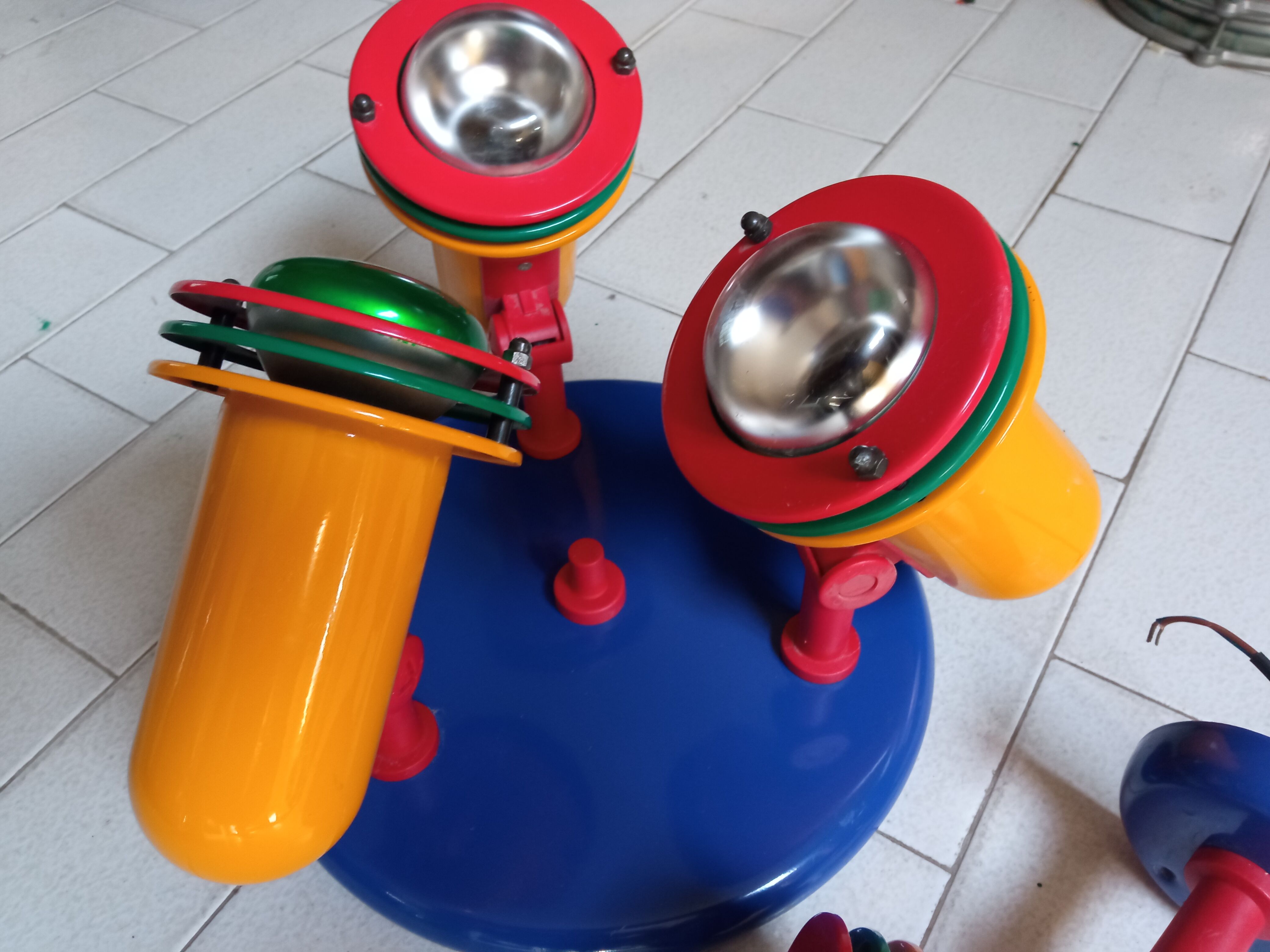 Ceiling lamp with 3 spotlights and 1 matching wall spot vintage