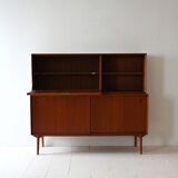 Danish vintage sideboard with drop-down door and sliding panels