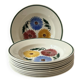 Set of 10 deep plates Chalons Digoin Sarreguemines floral decoration