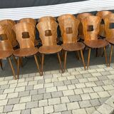 Set of 12 Baumann bistro gentiane dining chairs 1970
