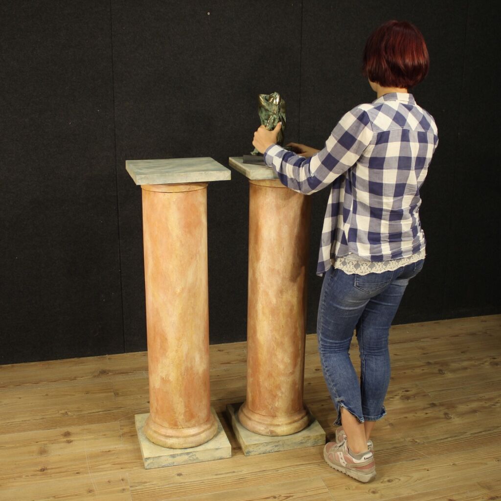 Pair of french columns in lacquered wood