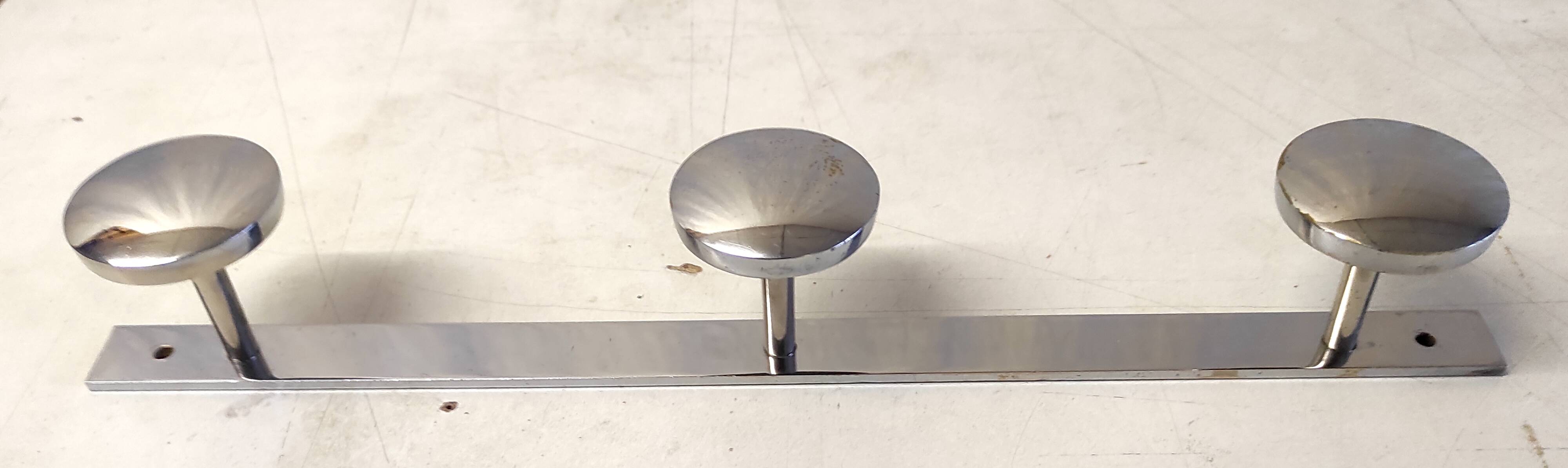 Chrome metal wall coat rack - mid 20th century