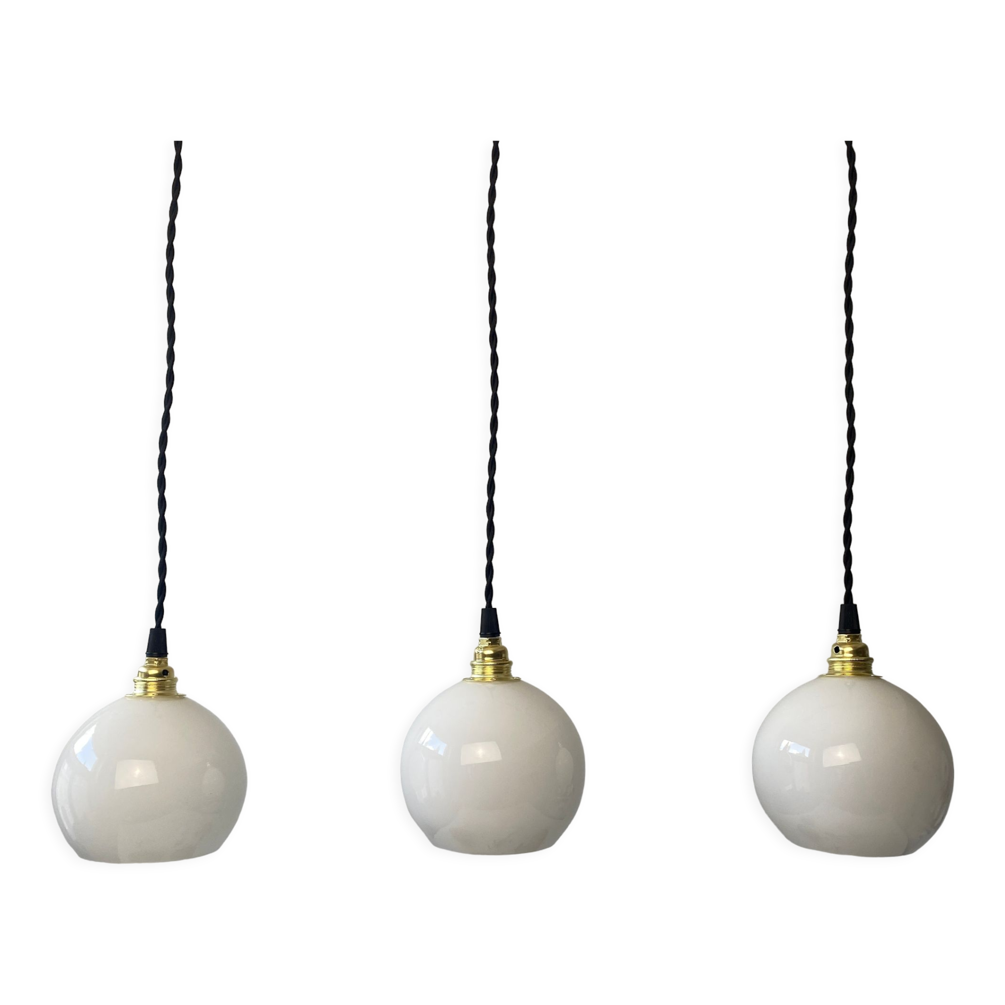 Lot 3 old suspensions in vintage opaline 12 cm
