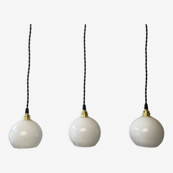 Lot 3 anciennes suspensions en opaline vintage 12 cm