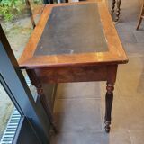 Side table with drawer and leather top