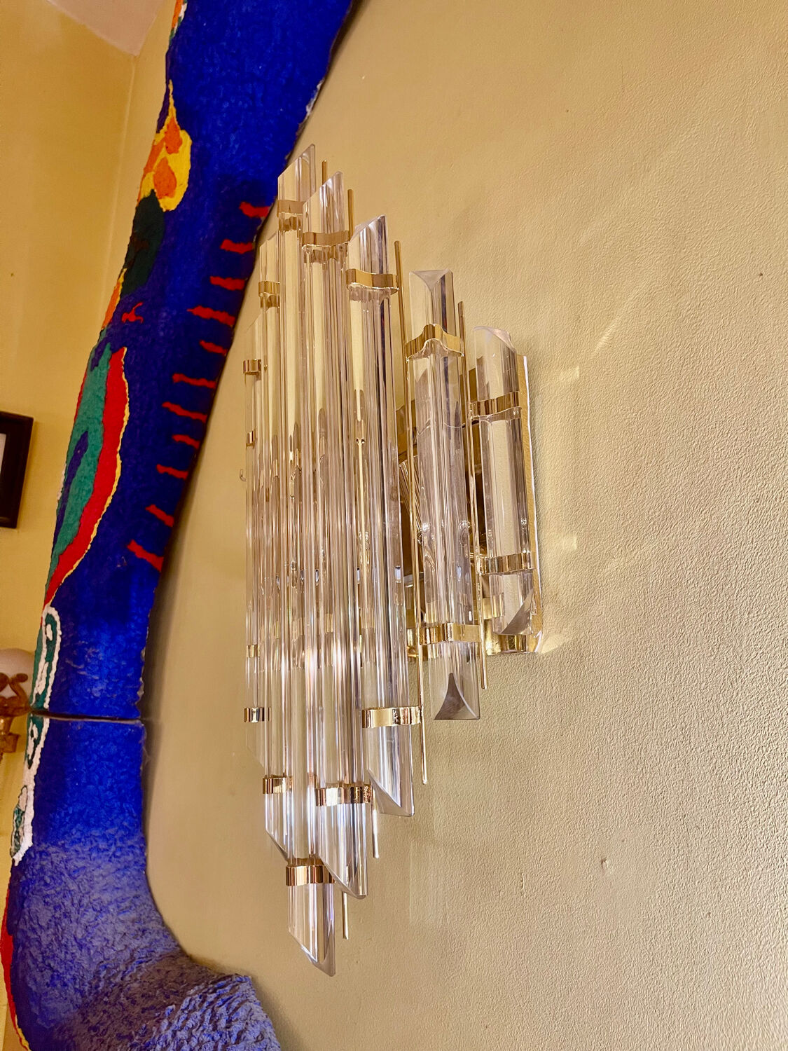 Venini wall light with 9 iridescent blades, model XXL, Italy 1980.
