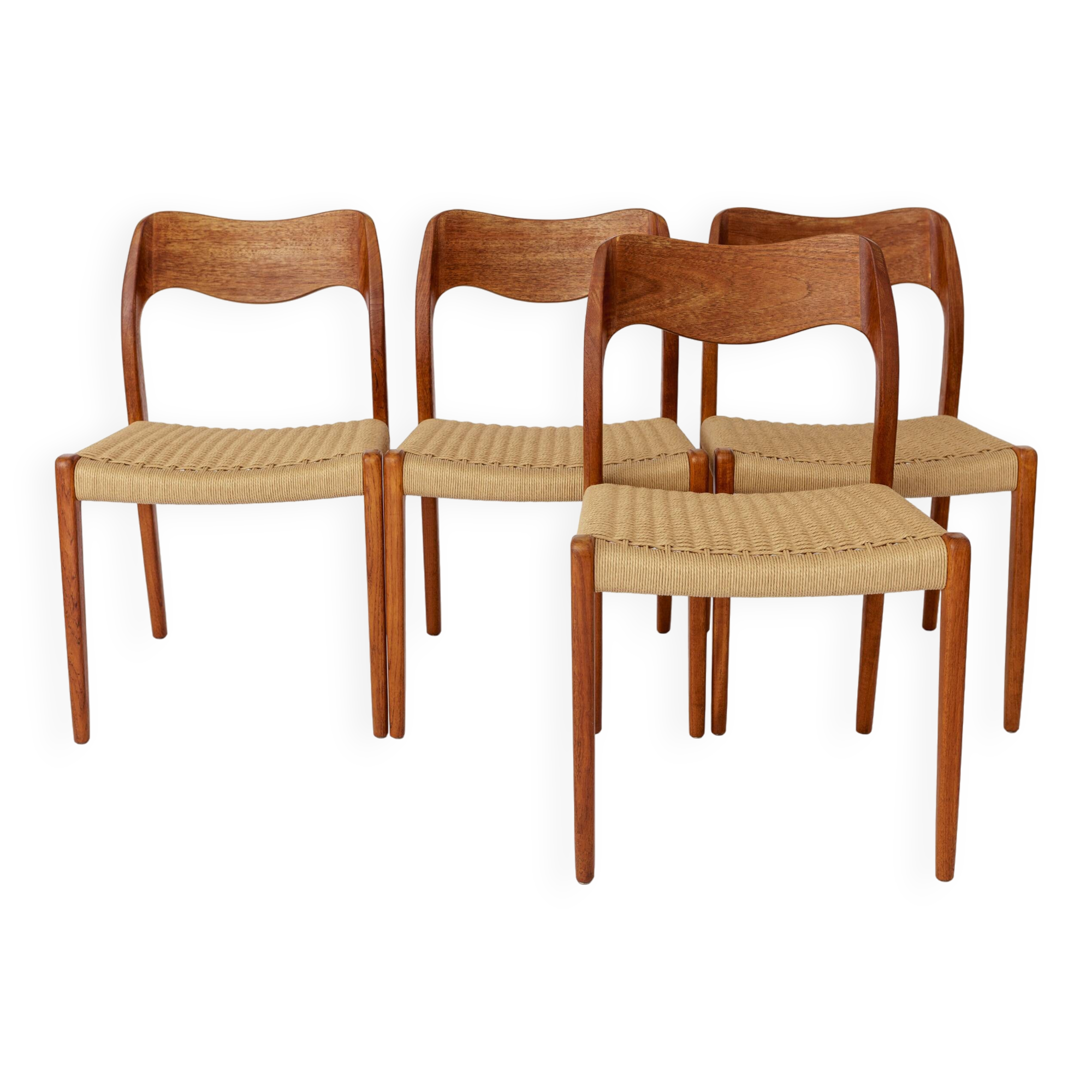 4 Niels Otto Moller Chairs, Model 71, Teak, 1950s, Danish