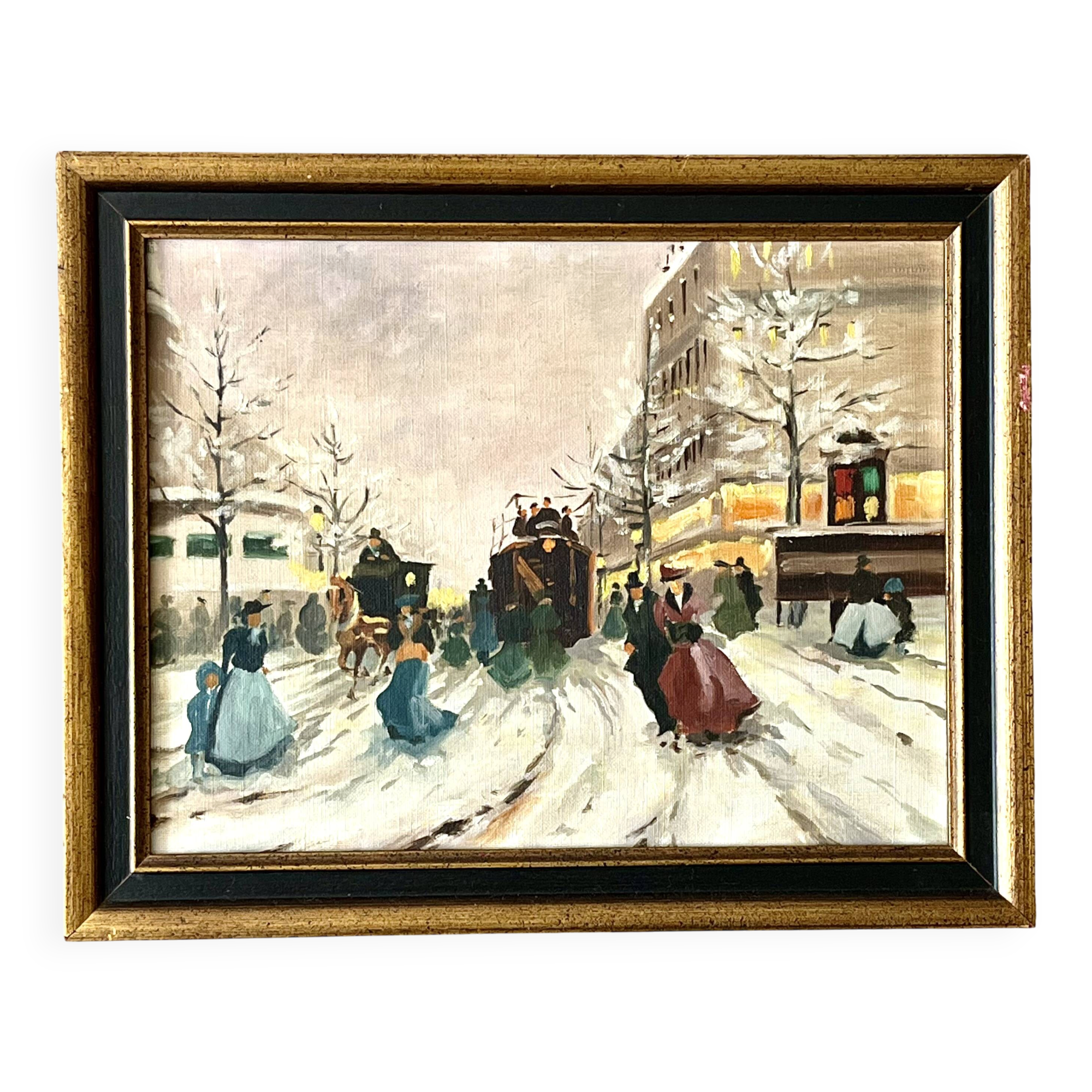 Tableau, lively street in Paris