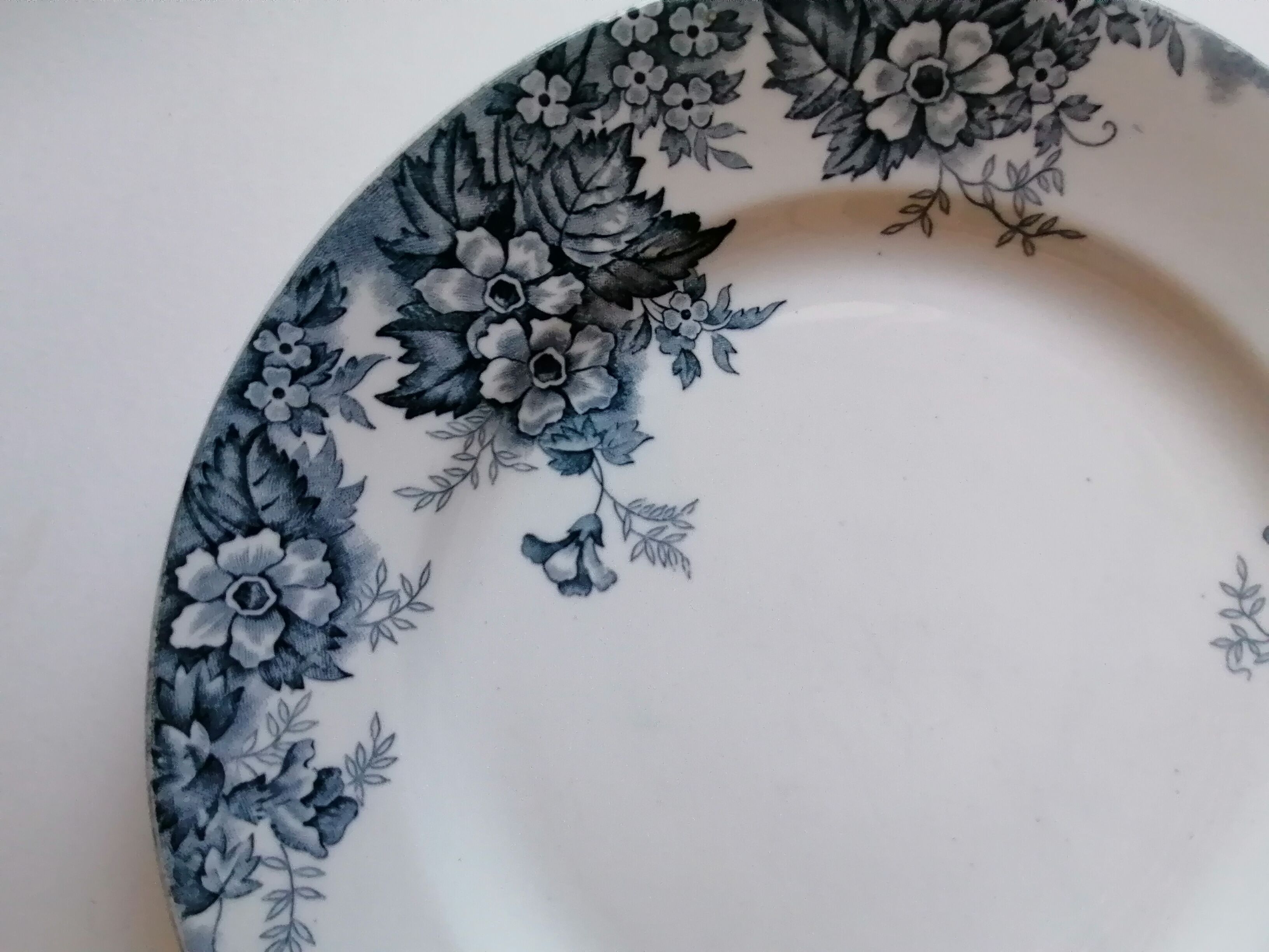 6 flat plates wolf mill blue and white iron earth