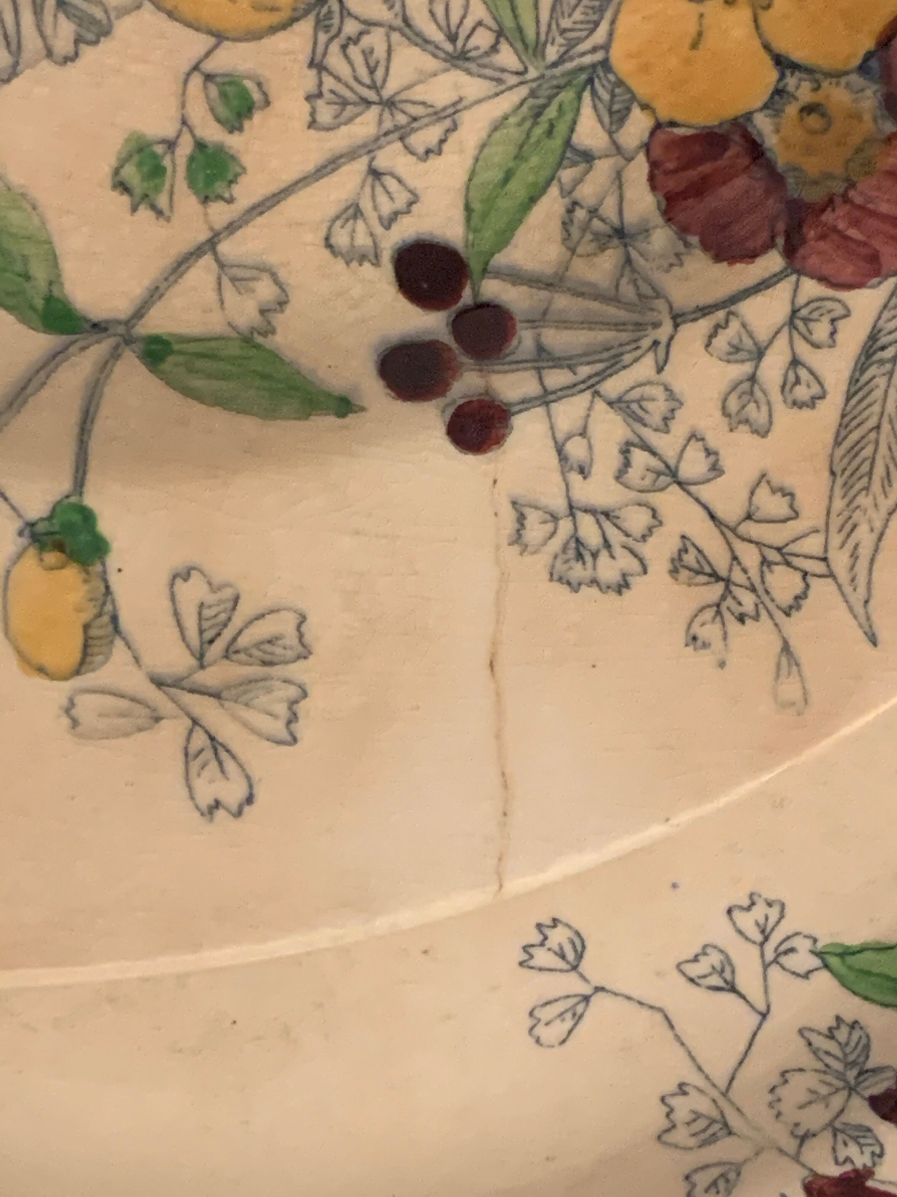 12 old polychrome flat plates Jules Vieillard Bordeaux, 19th century