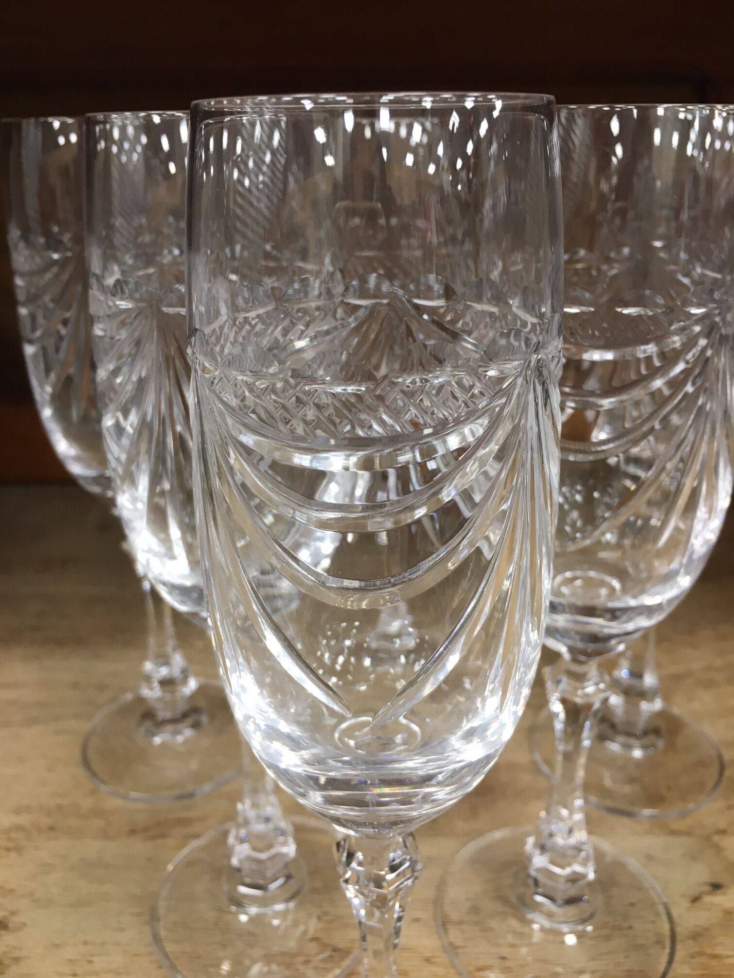 6 crystal champagne glasses Artisanat de Lorraine