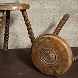 Wooden tripod stools - twisted feet