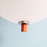 Space Age pendant light in white opaline, Massive, 1970