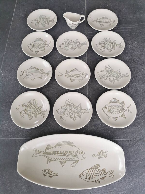 Service à poisson vintage signé Longchamp