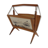 Magazine rack hand painted Birch and brass made in Italy 1950 s