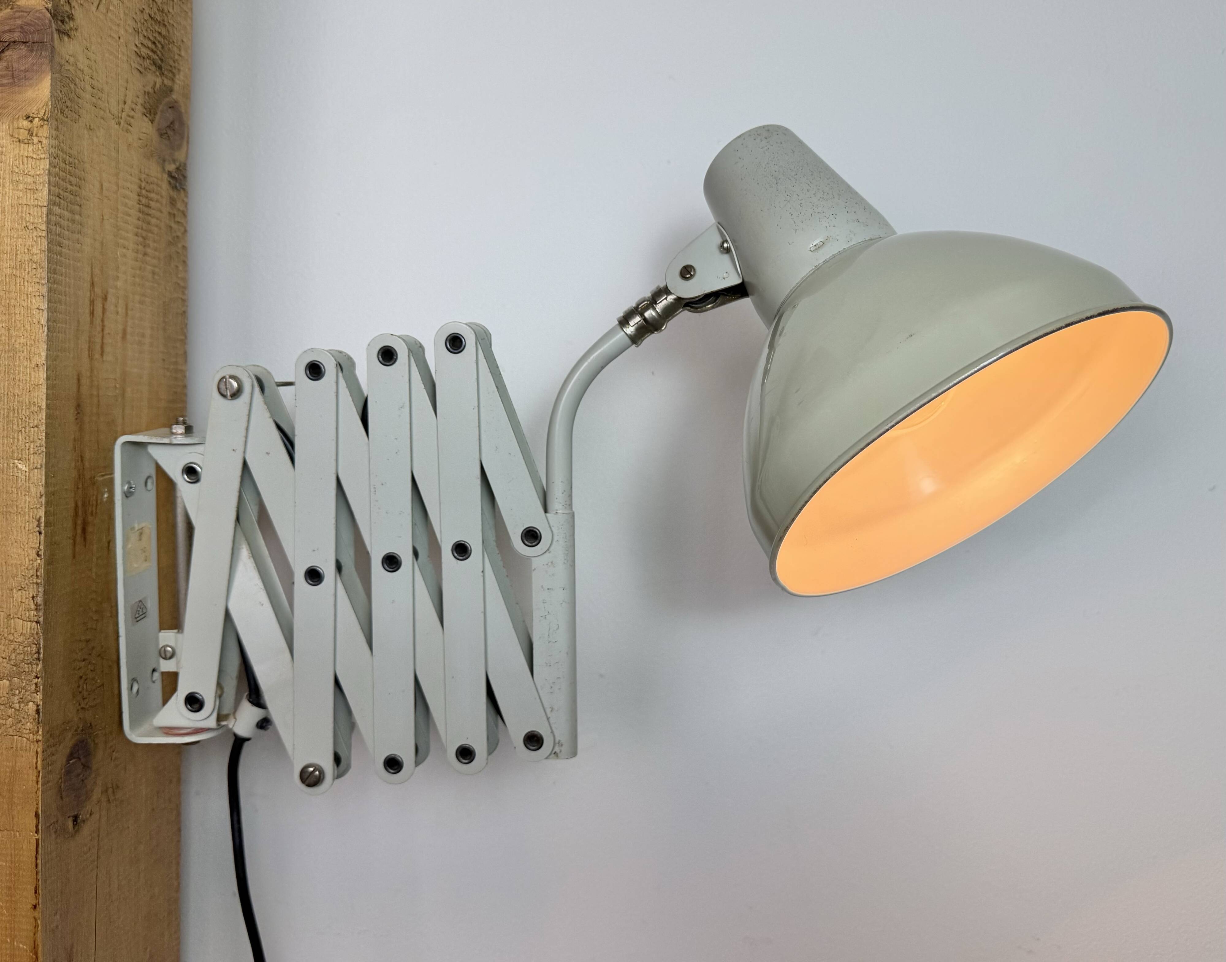 Grey German Industrial Scissor Wall Lamp from SIS, 1960s