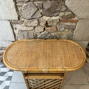 Table d'appoint, desserte en rotin, 2 niveaux