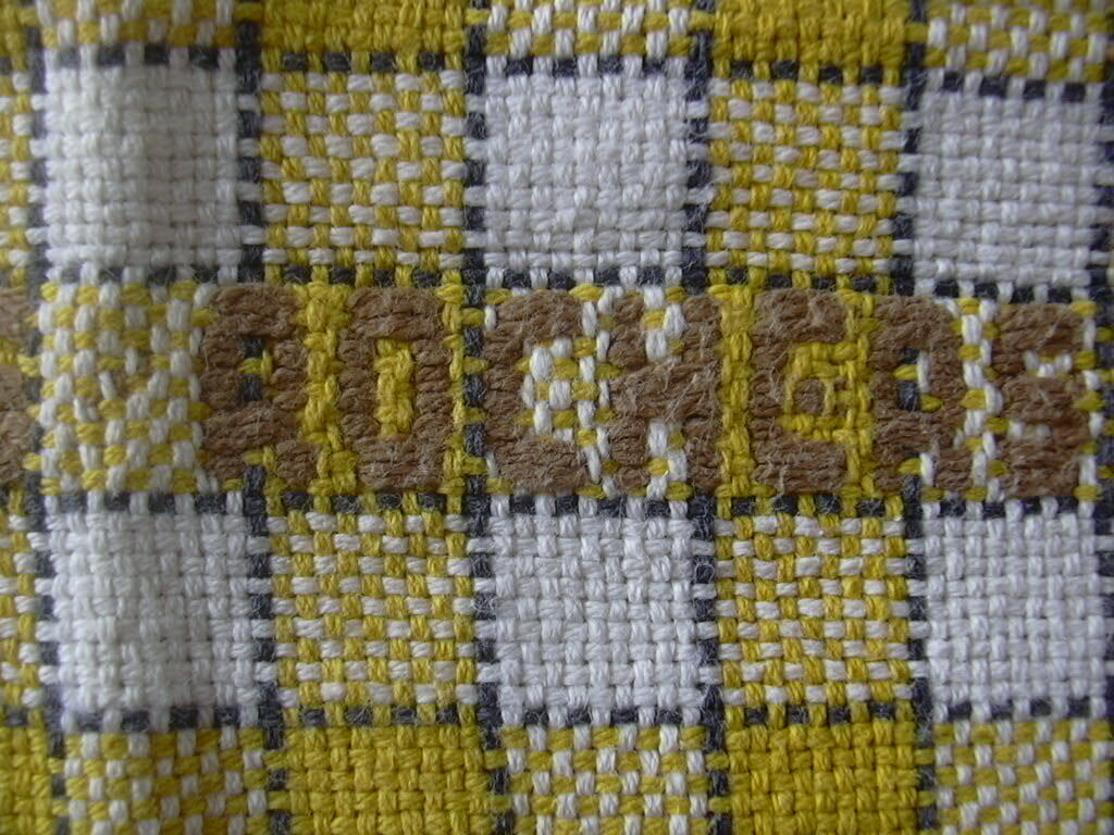 Vintage Vin de Rochers Yellow White Check Woven Cotton Napkins