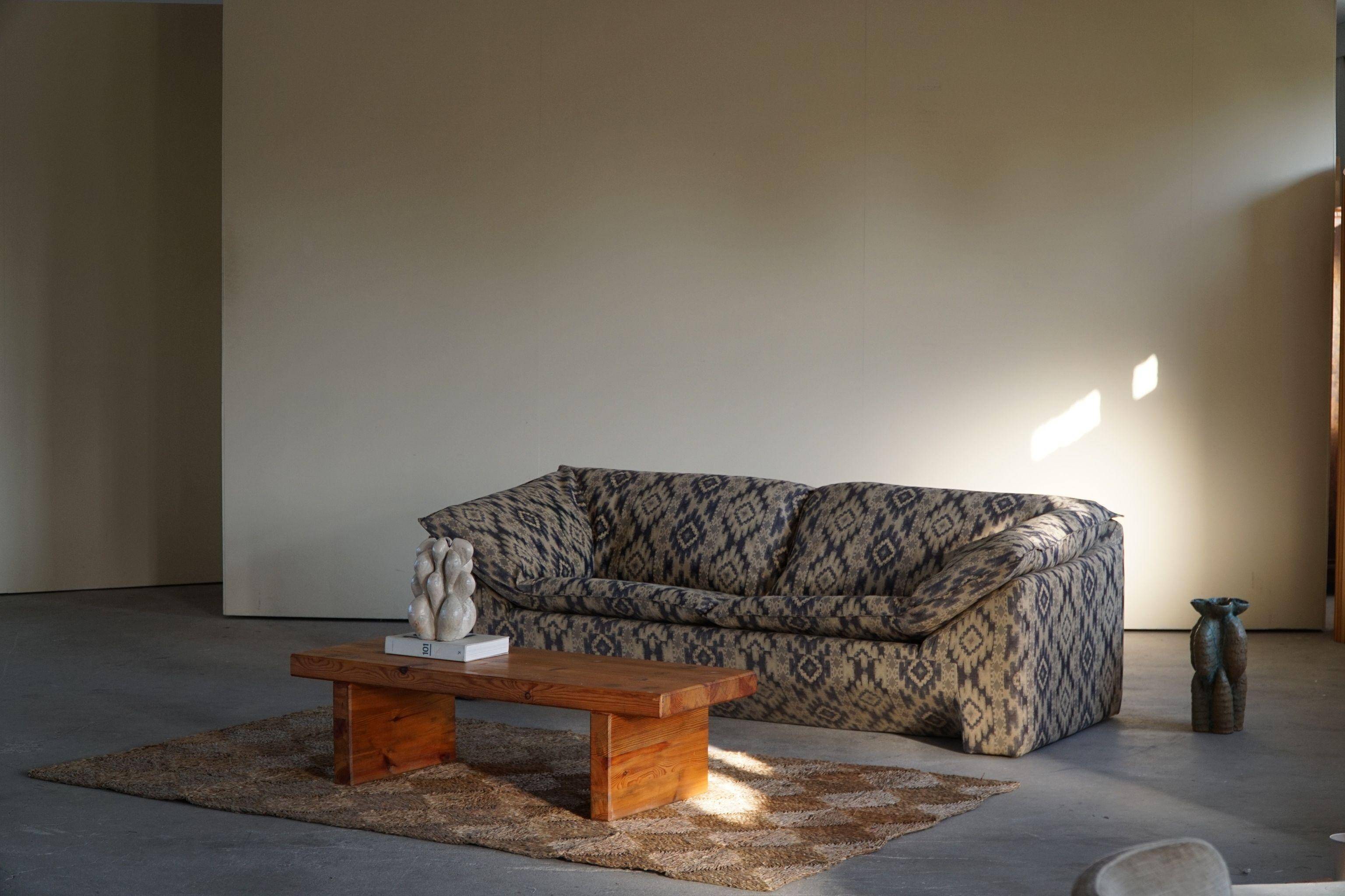 Table basse carrée moderne suédoise en pin massif de Sven Larsson, Brutalist, 1970