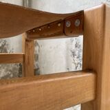 Solid elm and leather stool Maison Regain