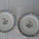 2 flat plates Haviland Limoges blue decoration and gold medallion bird