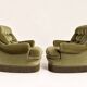 Pair of English style crapaud armchairs – 1960s – Olive green velvet