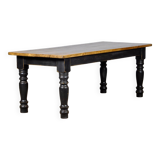 Table de ferme en pin avec plateau ancien