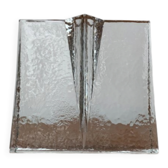 Modernist cubic glass vase from the mid-century, 1960s.