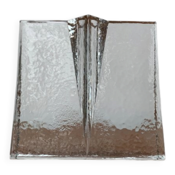 Modernist cubic glass vase from the mid-century, 1960s.