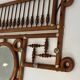 Curved Wooden and Brass Wall Coat Rack, Arts & Crafts, Austria, glass